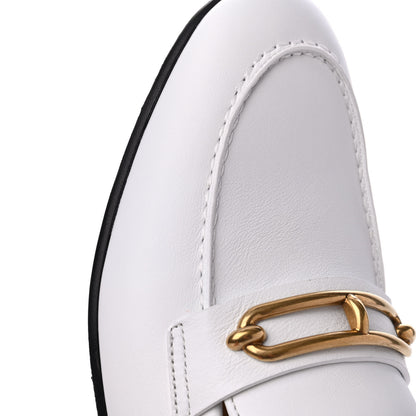 Hermes Calfskin Womens Colette Loafers 37.5 White 10 of 11