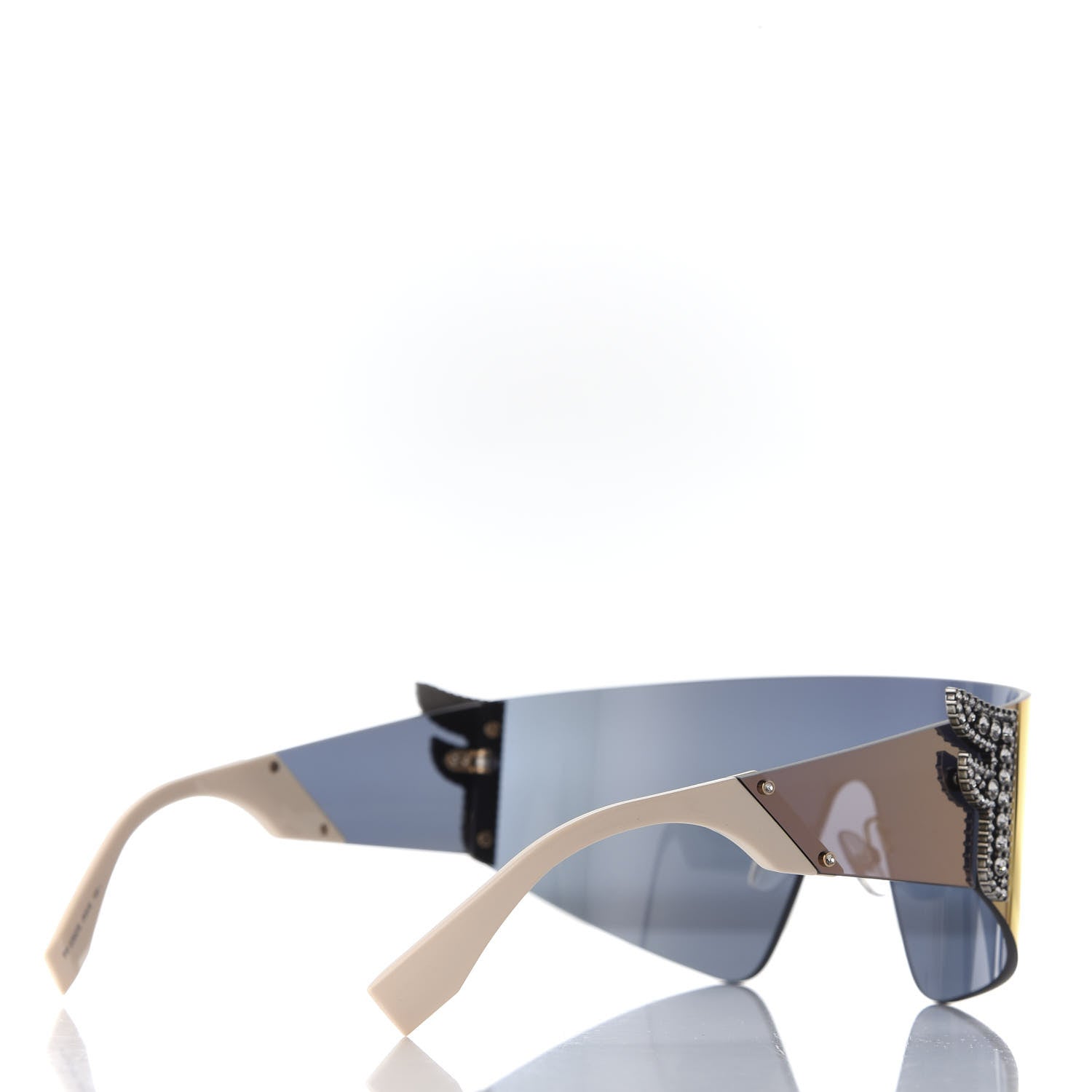 Fendi Mirrored Crystal Embellished FFreedom Shield Sunglasses FF 0382/S Pink 4 of 9