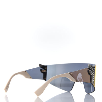 Fendi Mirrored Crystal Embellished FFreedom Shield Sunglasses FF 0382/S Pink 4 of 9