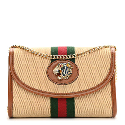 Gucci Vintage Canvas Calfskin Web Mini Rajah Slim Flap Shoulder Bag Sand Light Cuir 1 of 11