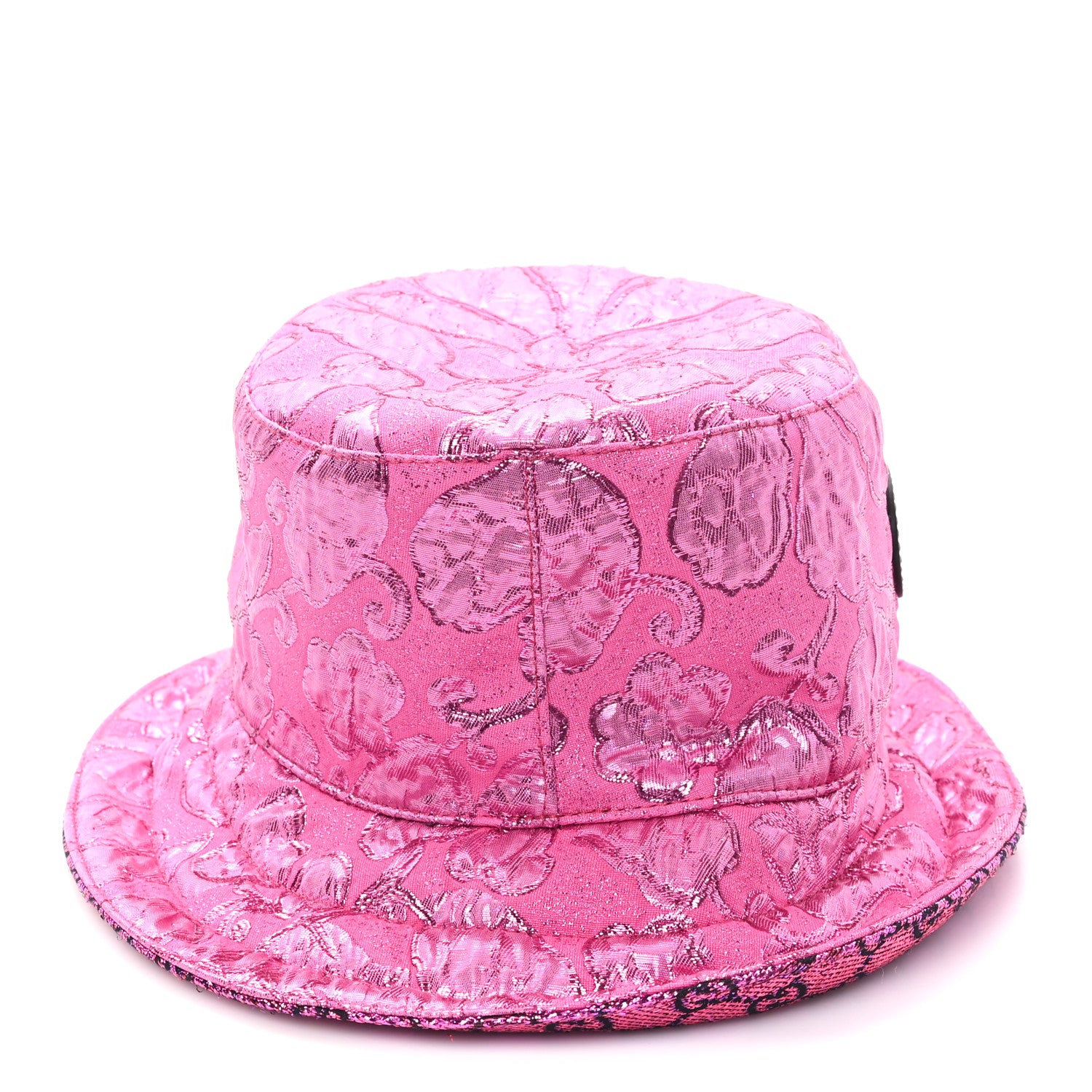 Gucci Canvas Lame GG Monogram Reversible Bucket Hat M Fuxia Pink