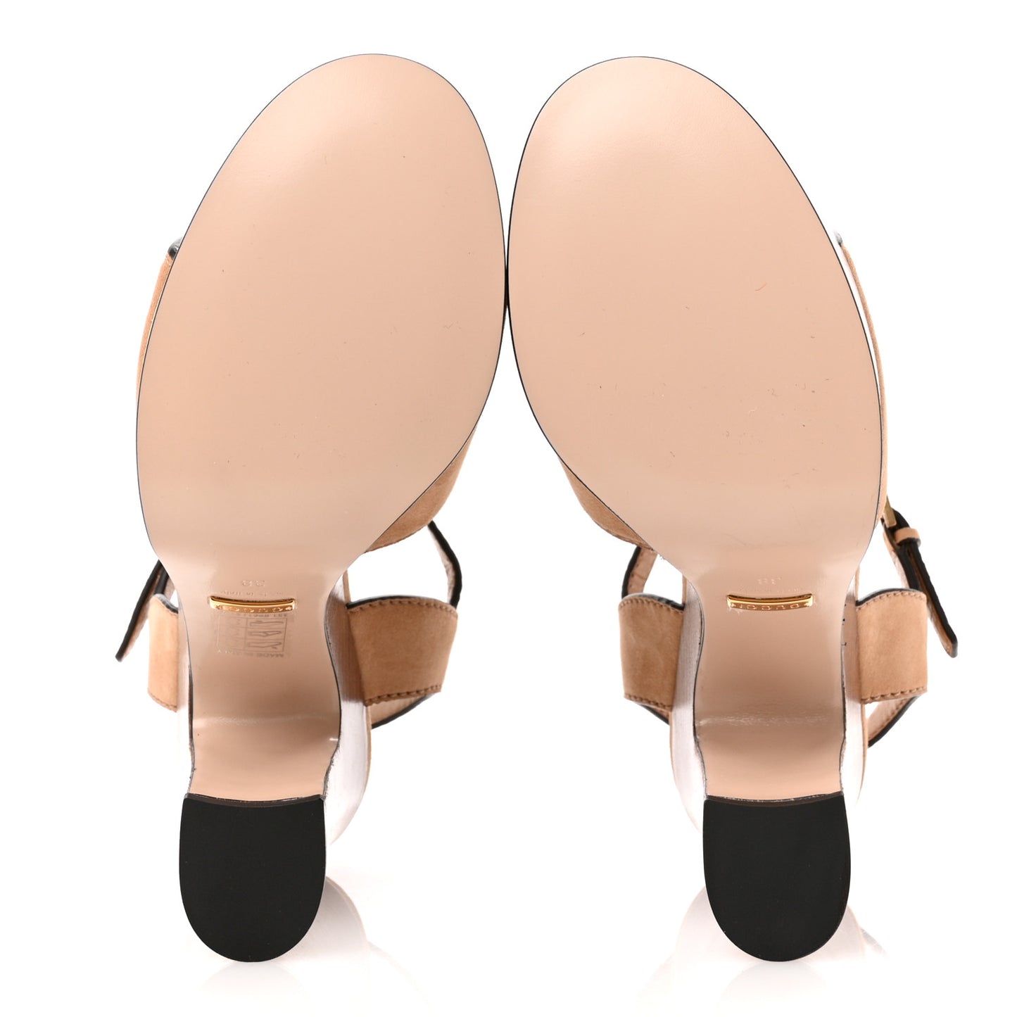 Kid Scamosciato Wooden Interlocking G Cut-Out 30/120mm Platform Sandals 38 Crystal Sand