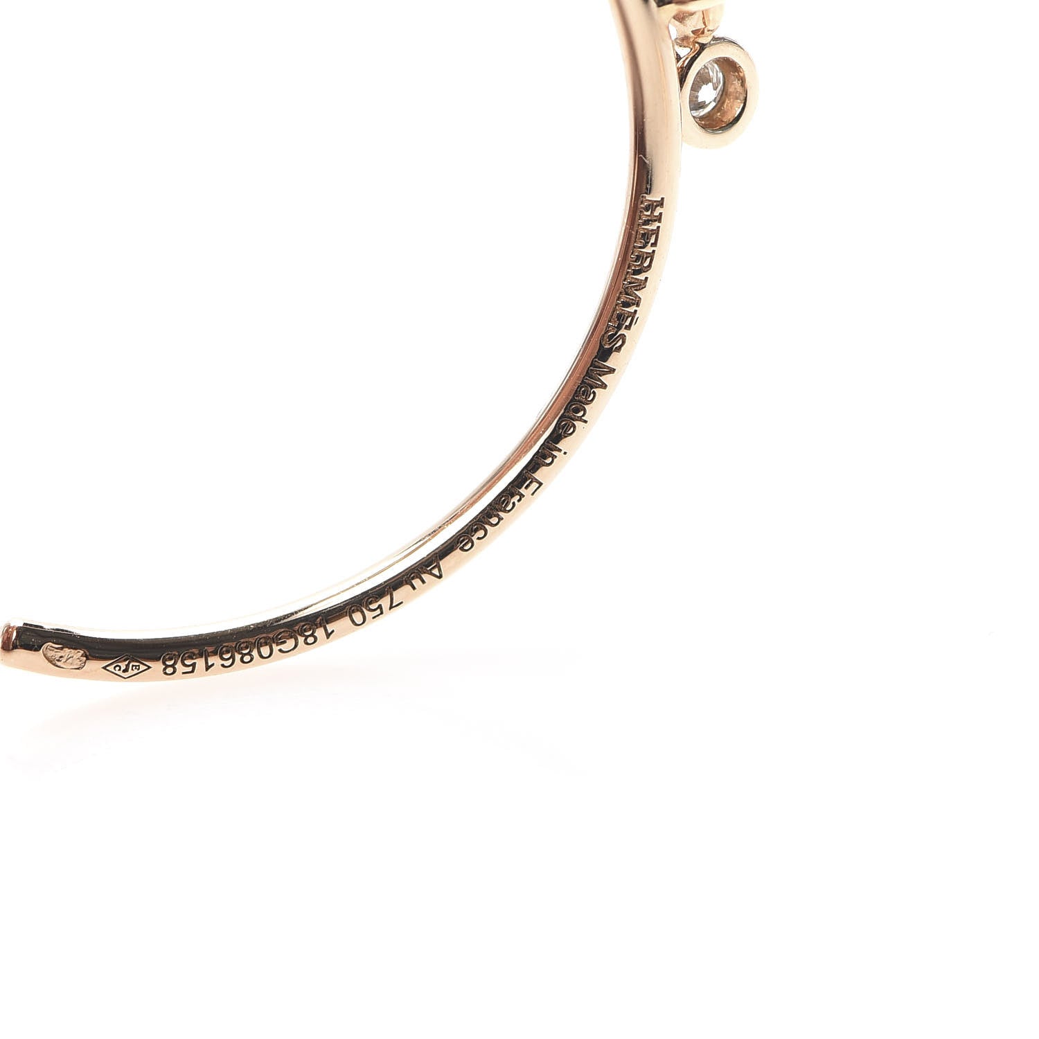 Hermes 18K Rose Gold Diamond Chaine d'Ancre Enchainee Hoop Earrings 5 of 6