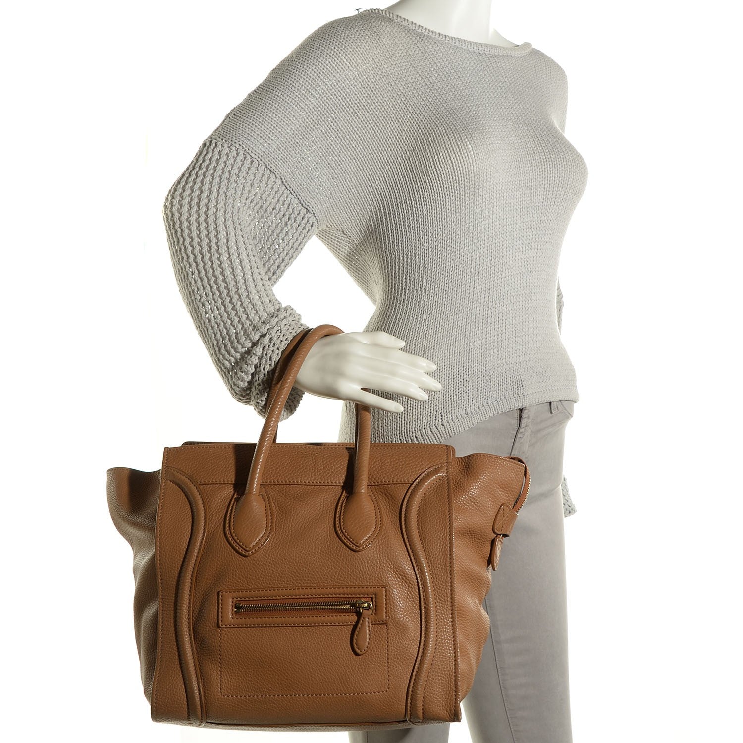 Celine Pebbled Calfskin Mini Luggage Camel 2 of 9