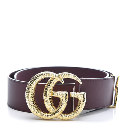 Gucci Calfskin Lizard Double G 50mm Belt 90 36 Vintage Bordeaux 1 of 6