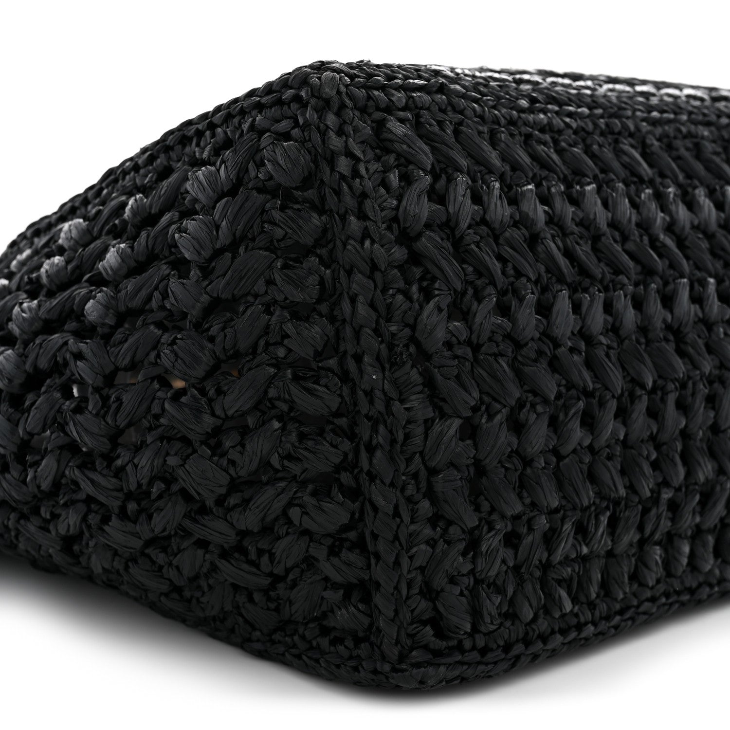 Chanel Raffia Effect Calfskin Coco Beach Shopping Tote Black 9 of 10