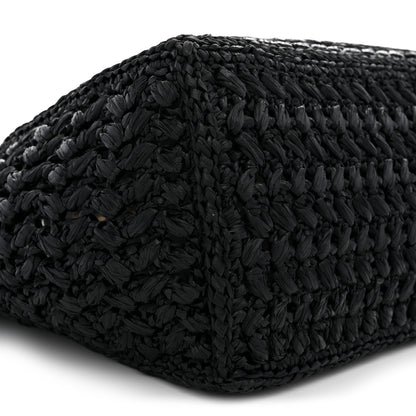 Chanel Raffia Effect Calfskin Coco Beach Shopping Tote Black 9 of 10