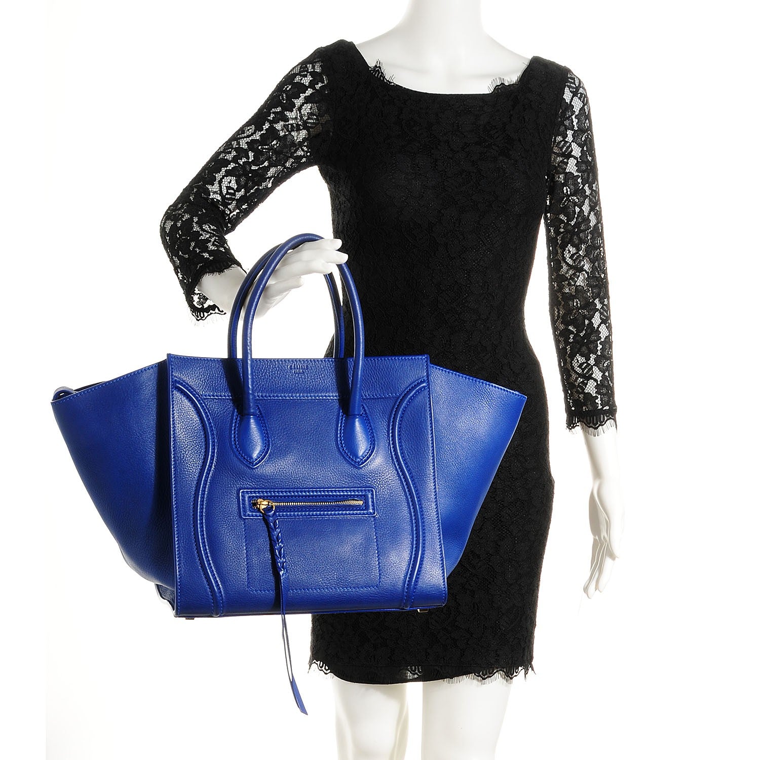 Celine Supple Calfskin Medium Phantom Luggage Cobalt 2 of 8