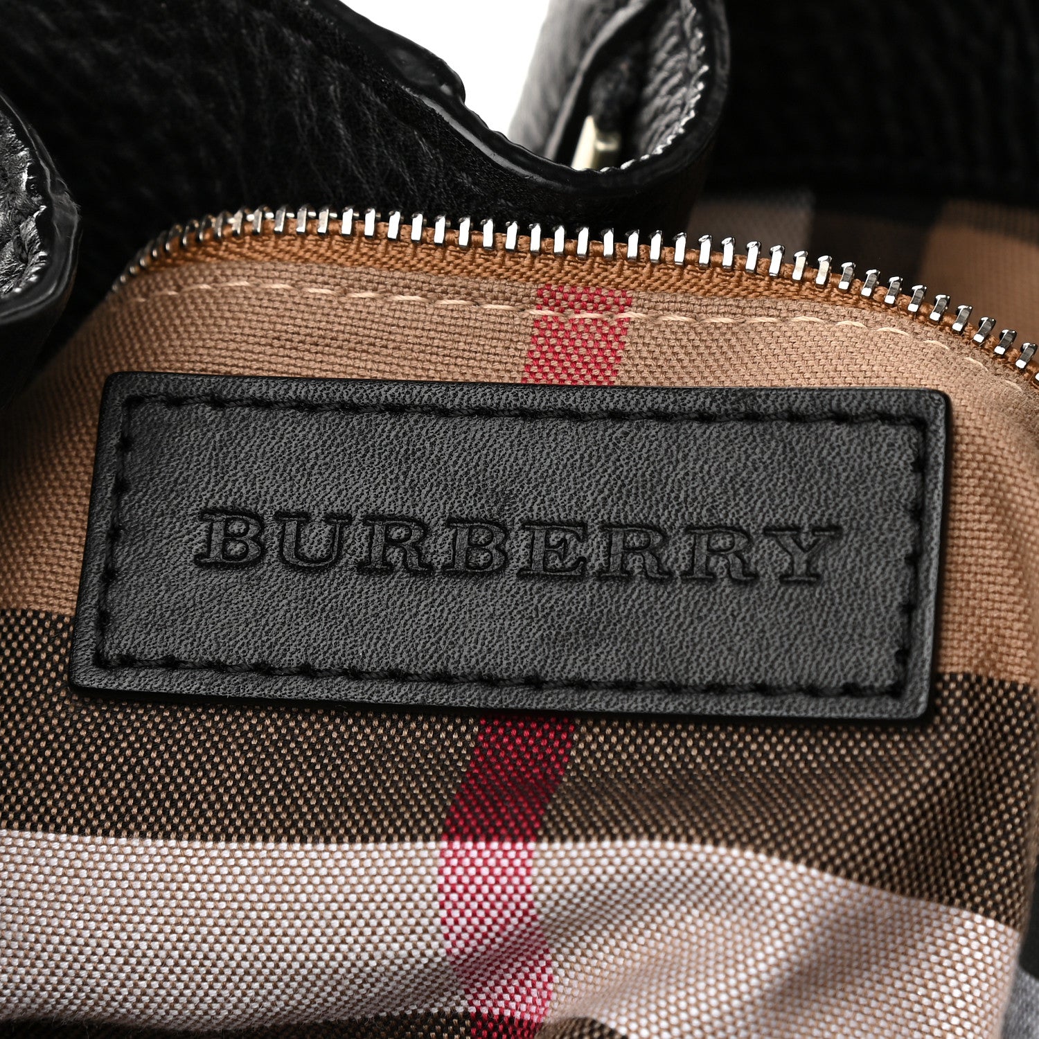 Burberry Grainy Calfskin House Check Medium Maidstone Black 9 of 14