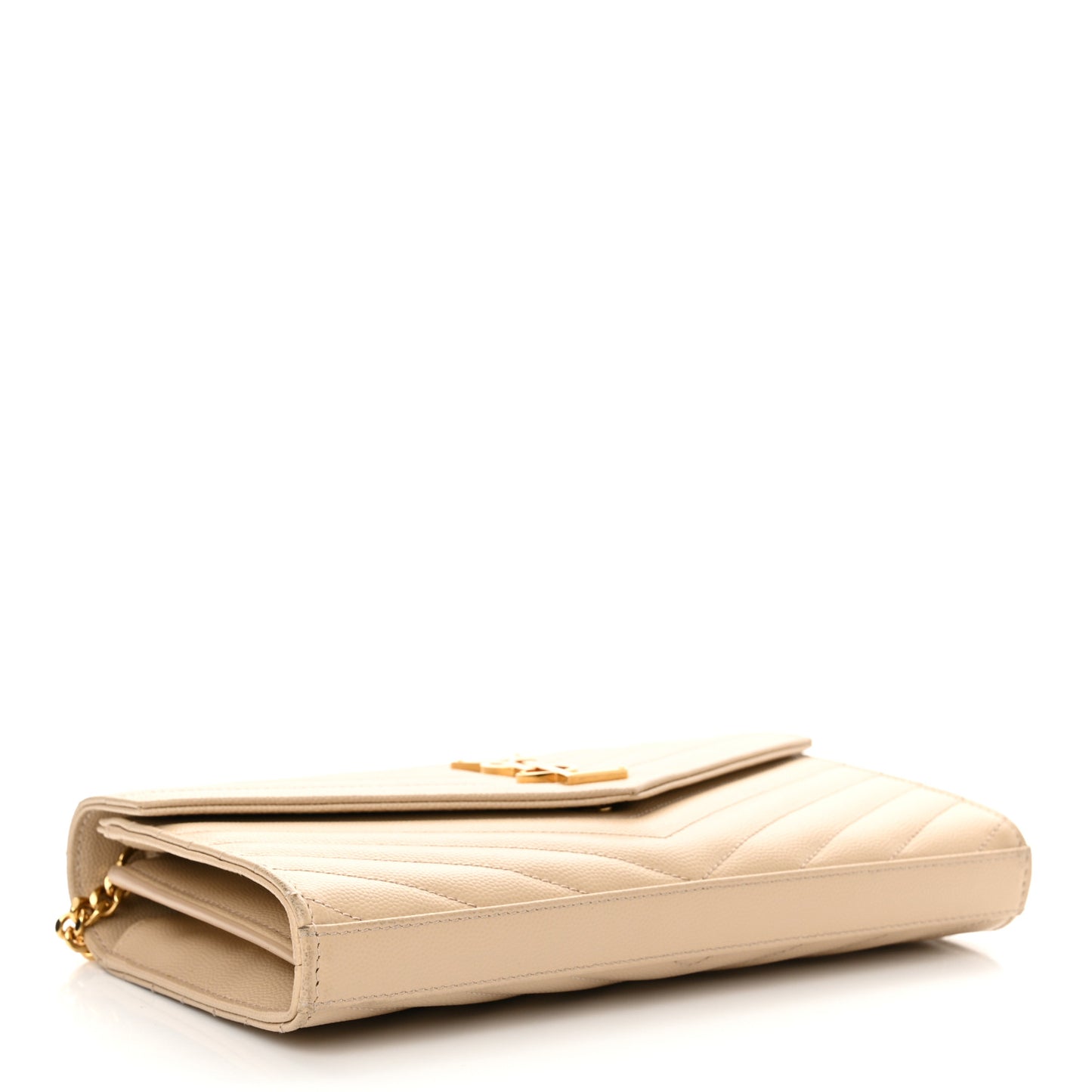 Grain De Poudre Matelasse Chevron Monogram Chain Wallet Nude Powder