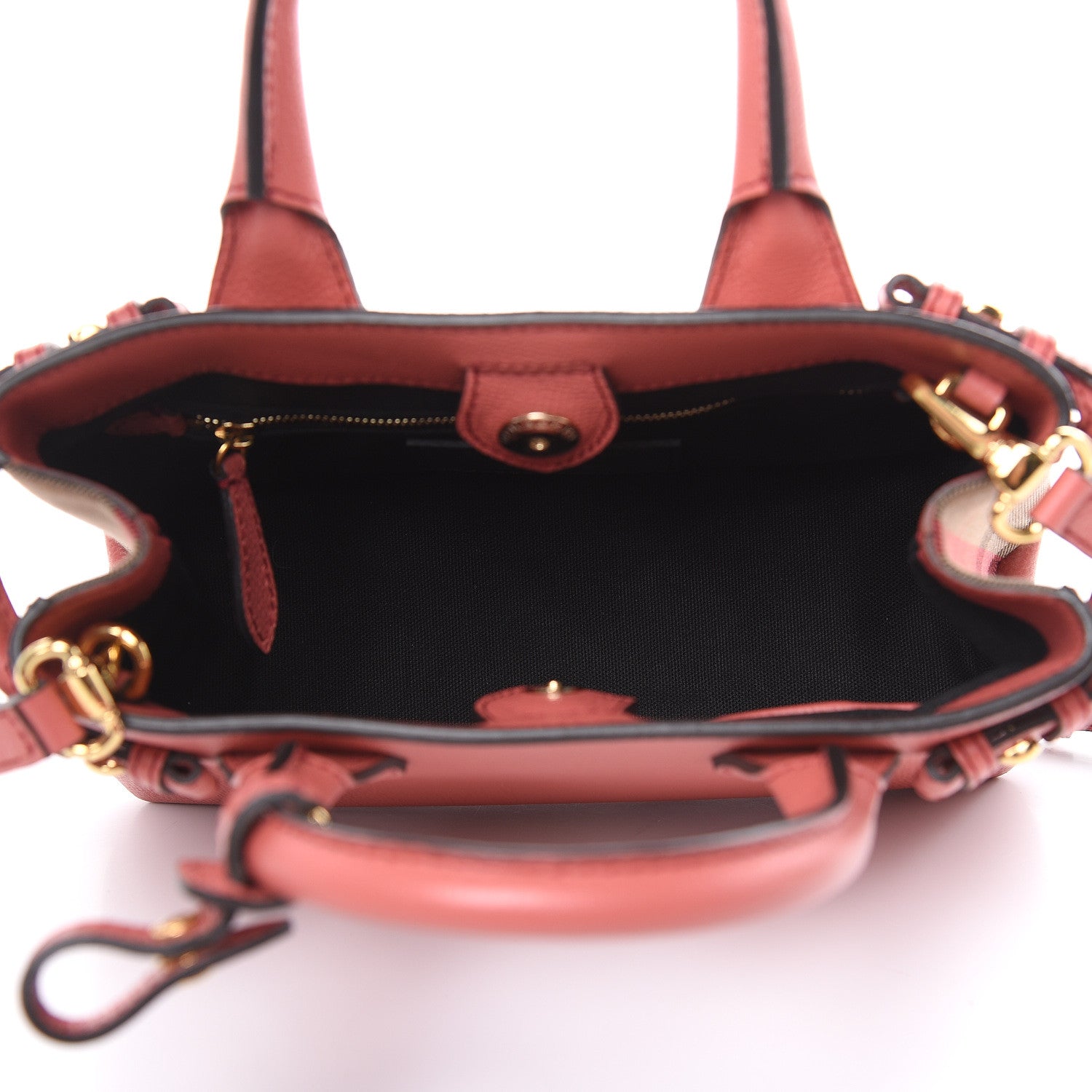 Burberry Grainy Calfskin House Check Small Banner Tote Cinnamon Red 5 of 12
