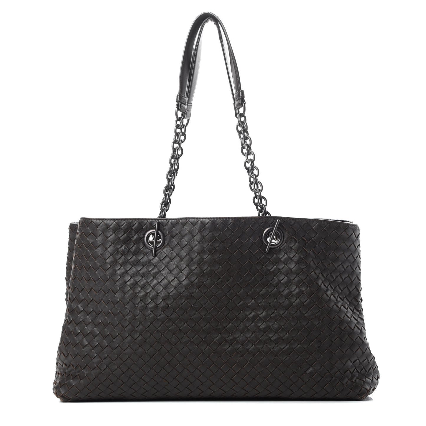 Nappa Intrecciato Large Classic Chain Strap Tote Ebano