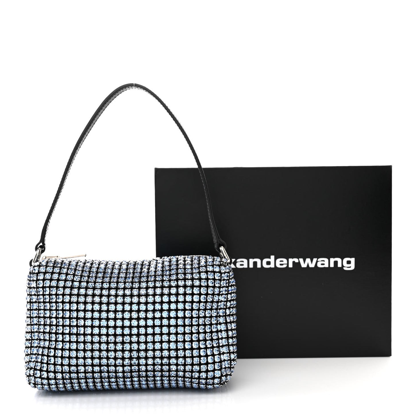 Mesh Crystal Rhinestone Mini Heiress Pouch Baby Blue