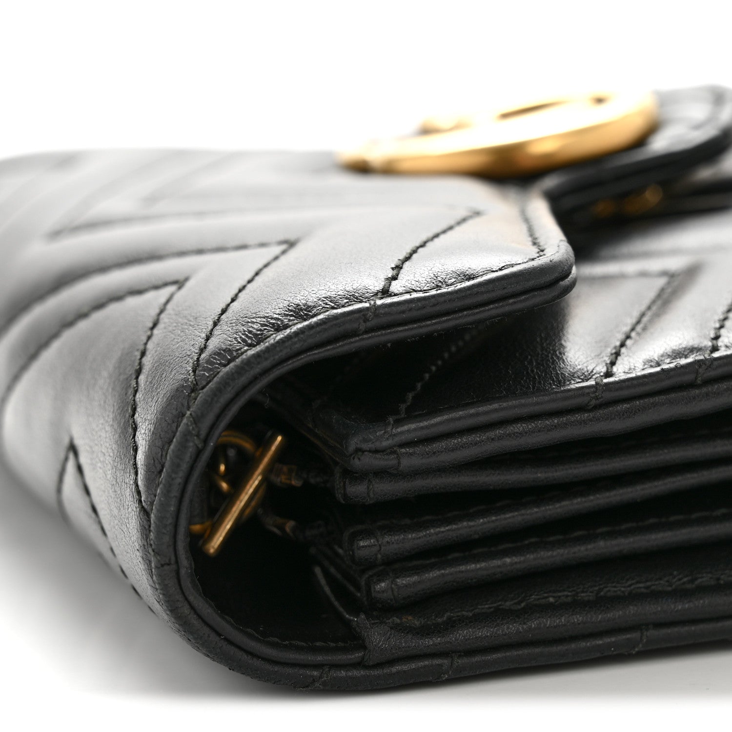Gucci Calfskin Matelasse GG Marmont Chain Wallet Black 15 of 15