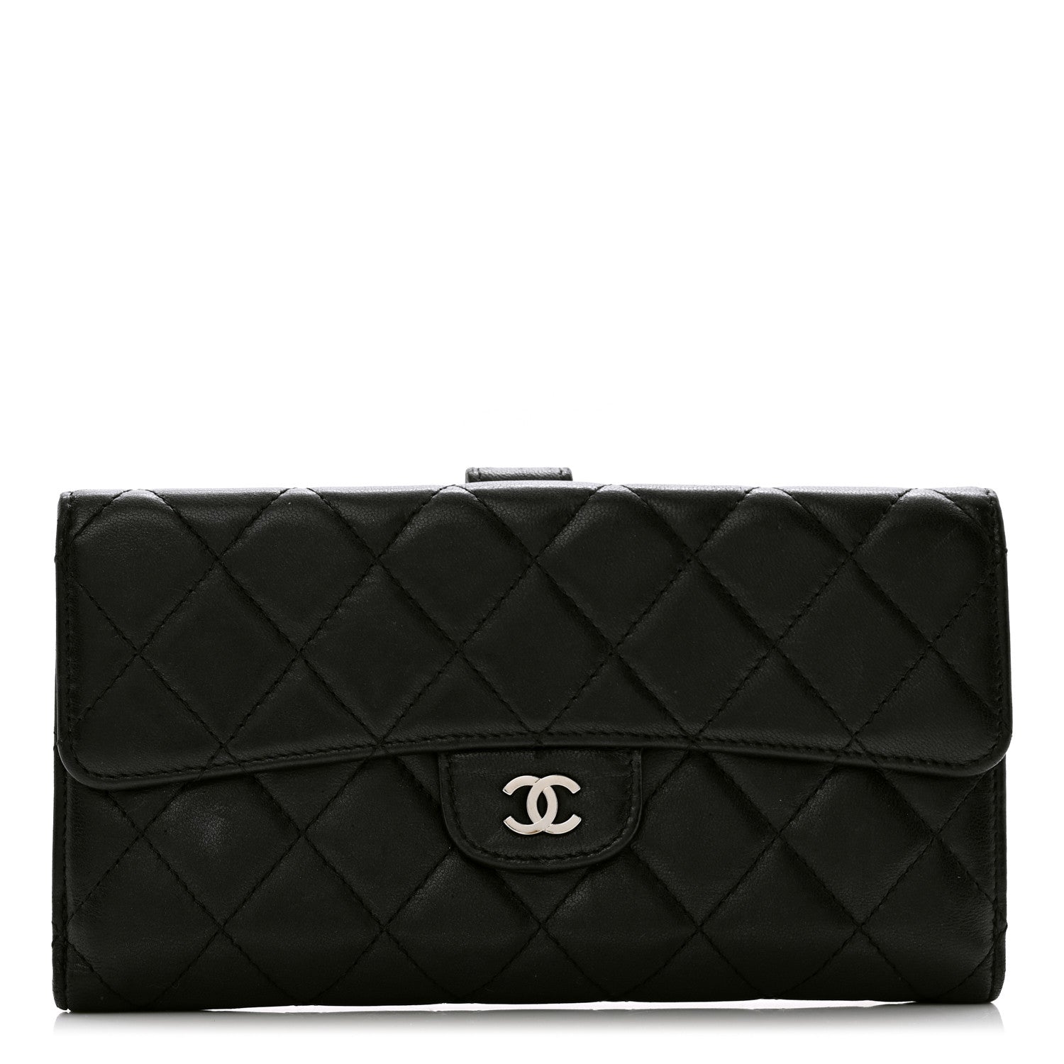 Chanel Lambskin Quilted Large Flap Wallet Black 1 of 11