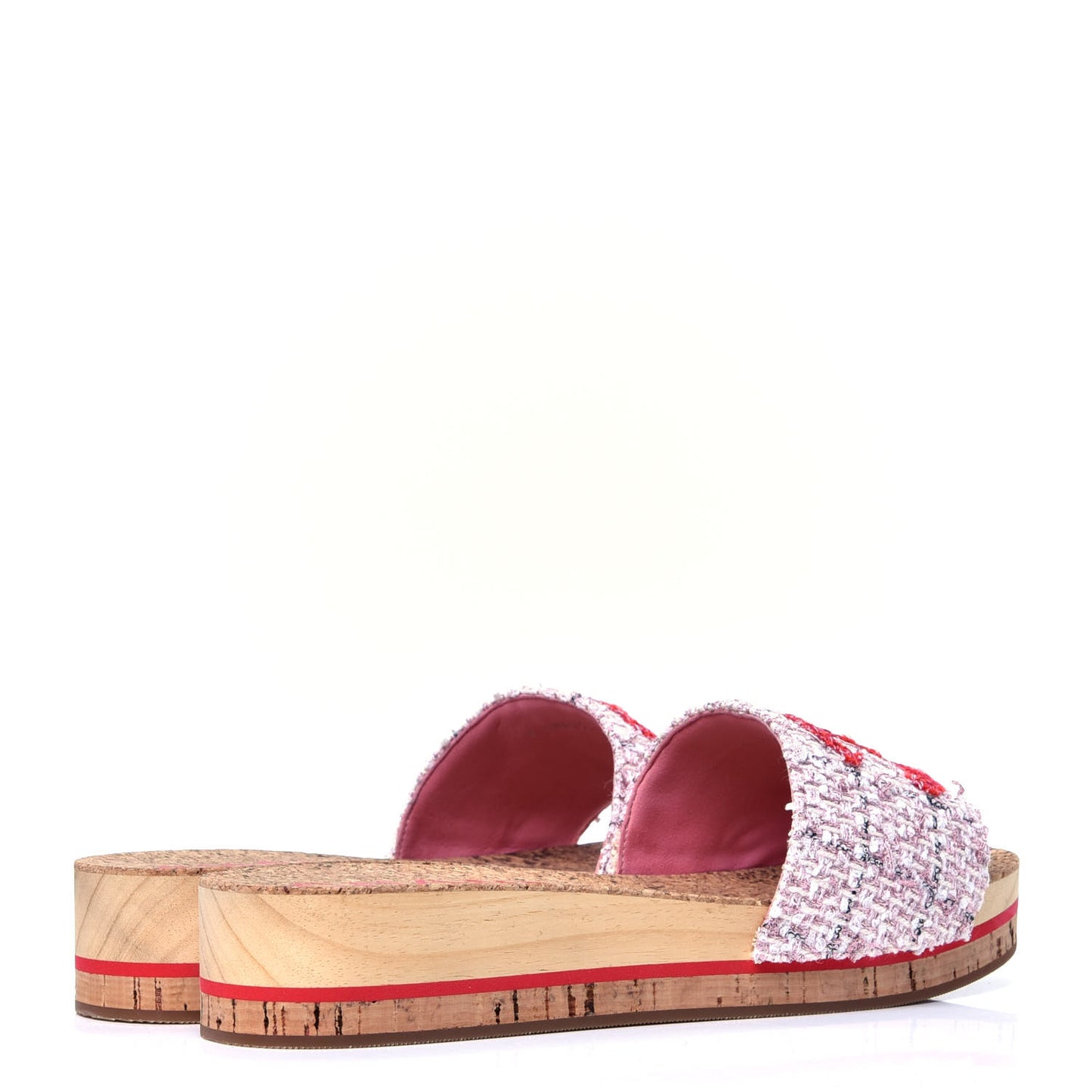 Tweed Lambskin Logo Mules 41 Pink Red