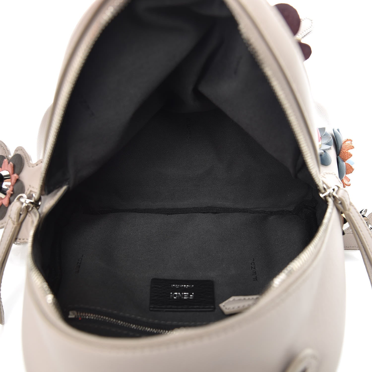 Fendi Vitello Dolce Flowerland Studded Mini Backpack Grigio Polvere Multicolor 5 of 11