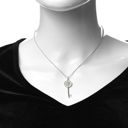 Tiffany Sterling Silver Diamond Small Daisy Key Pendant Necklace 2 of 5