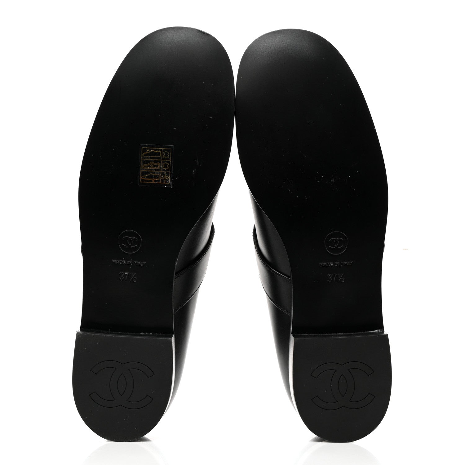 Chanel Calfskin Patent Mary Janes Flats 37.5 Black 5 of 8