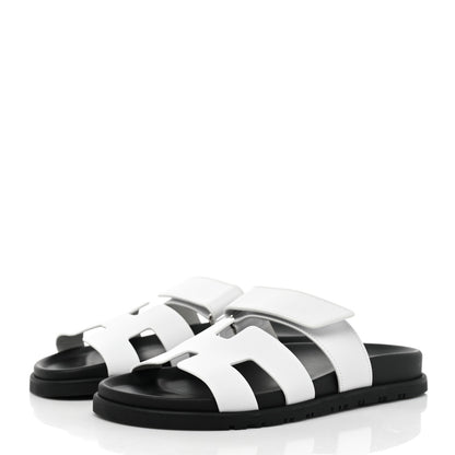 Hermes Calfskin Womens Chypre Sandals 37.5 White 3 of 8