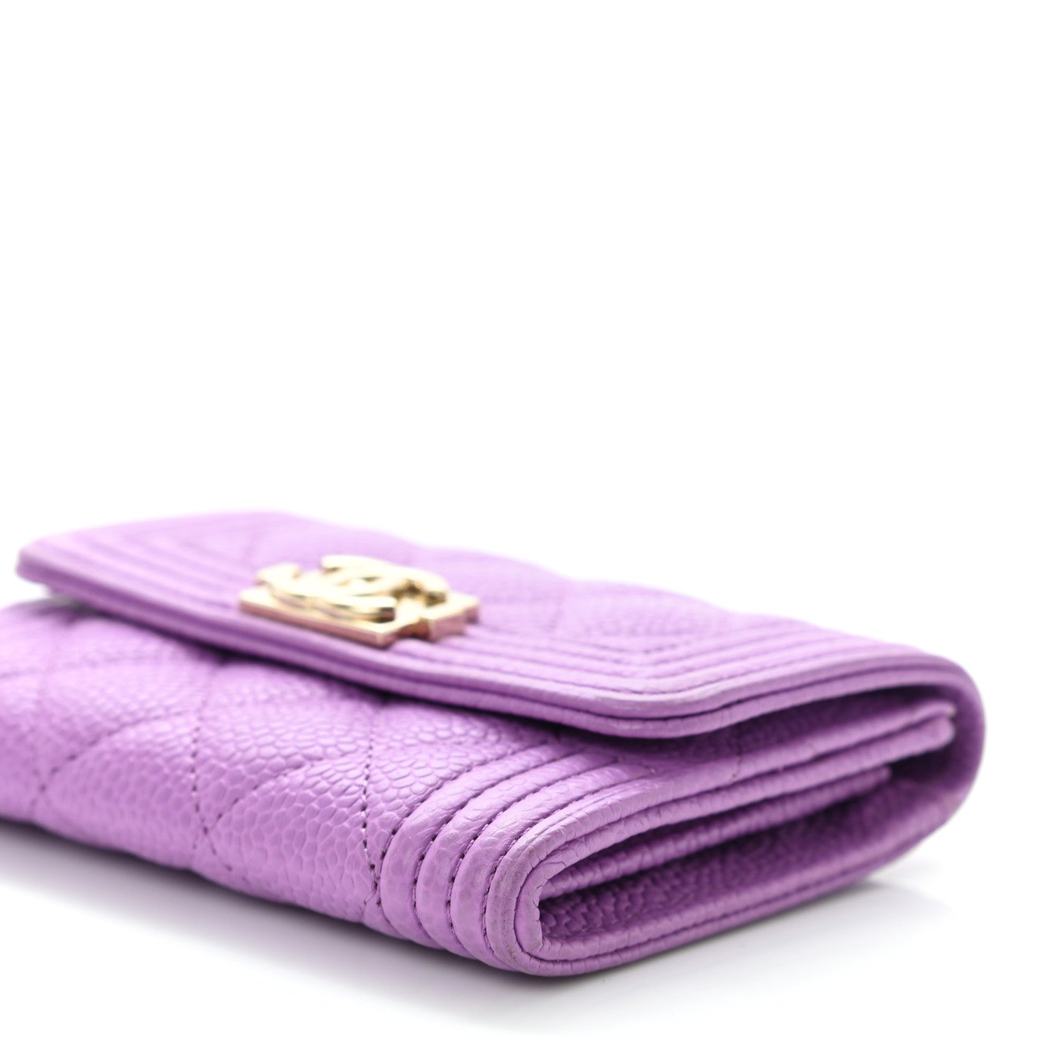 Chanel Caviar Quilted Boy Flap Card Holder Purple 9 of 10