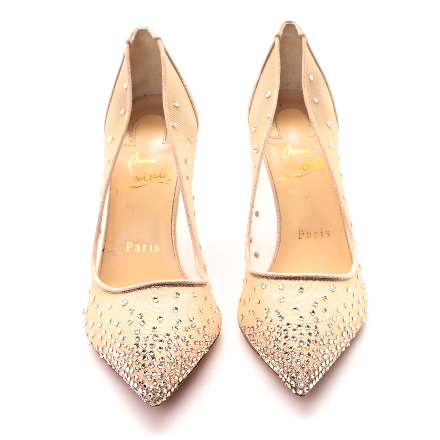 Suede Lame Crystal Strass Follies 85 Pumps 37.5 Light Silk