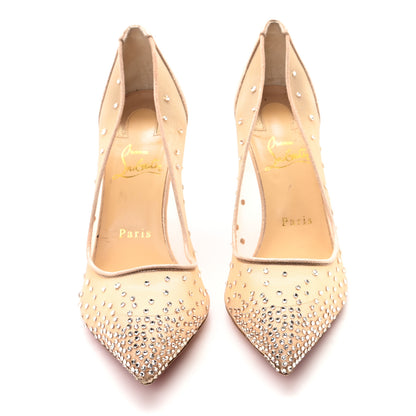 Christian Louboutin Suede Lame Crystal Strass Follies 85 Pumps 37.5 Light Silk 3 of 9