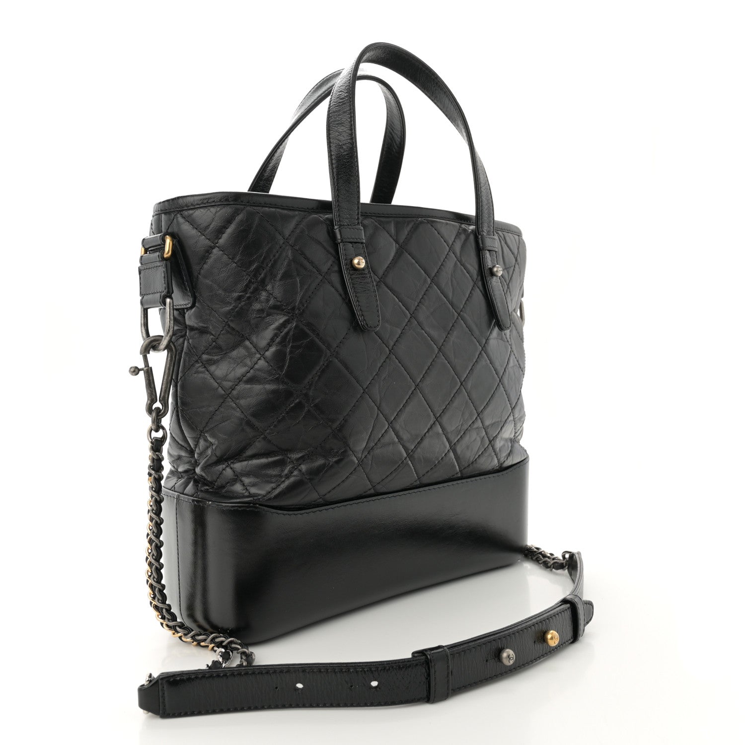 Chanel Aged Calfskin Quilted Medium Gabrielle Shopping Tote Black 3 of 14