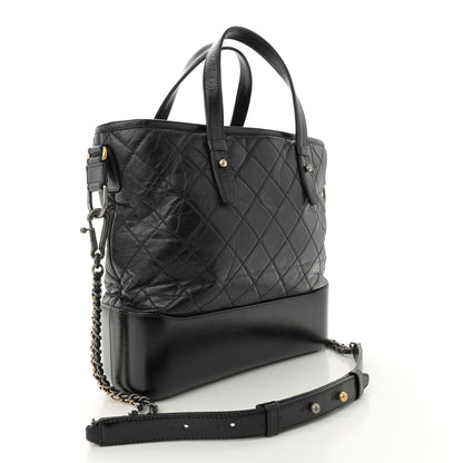 Chanel Aged Calfskin Quilted Medium Gabrielle Shopping Tote Black 3 of 14