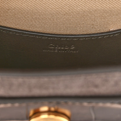 Chloe Calfskin Crocodile Embossed Small Tess Bag Profound Brown 6 of 10