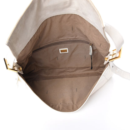 Fendi Vitello Naplak Large Convertible Baguette White 5 of 16
