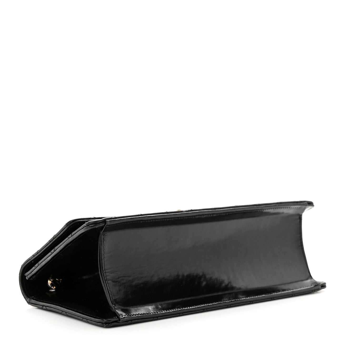 Patent Quilted Medium Single Flap Black