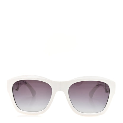 Chanel Acetate Metal Crystal Square Folding Sunglasses 6055-B White 2 of 8