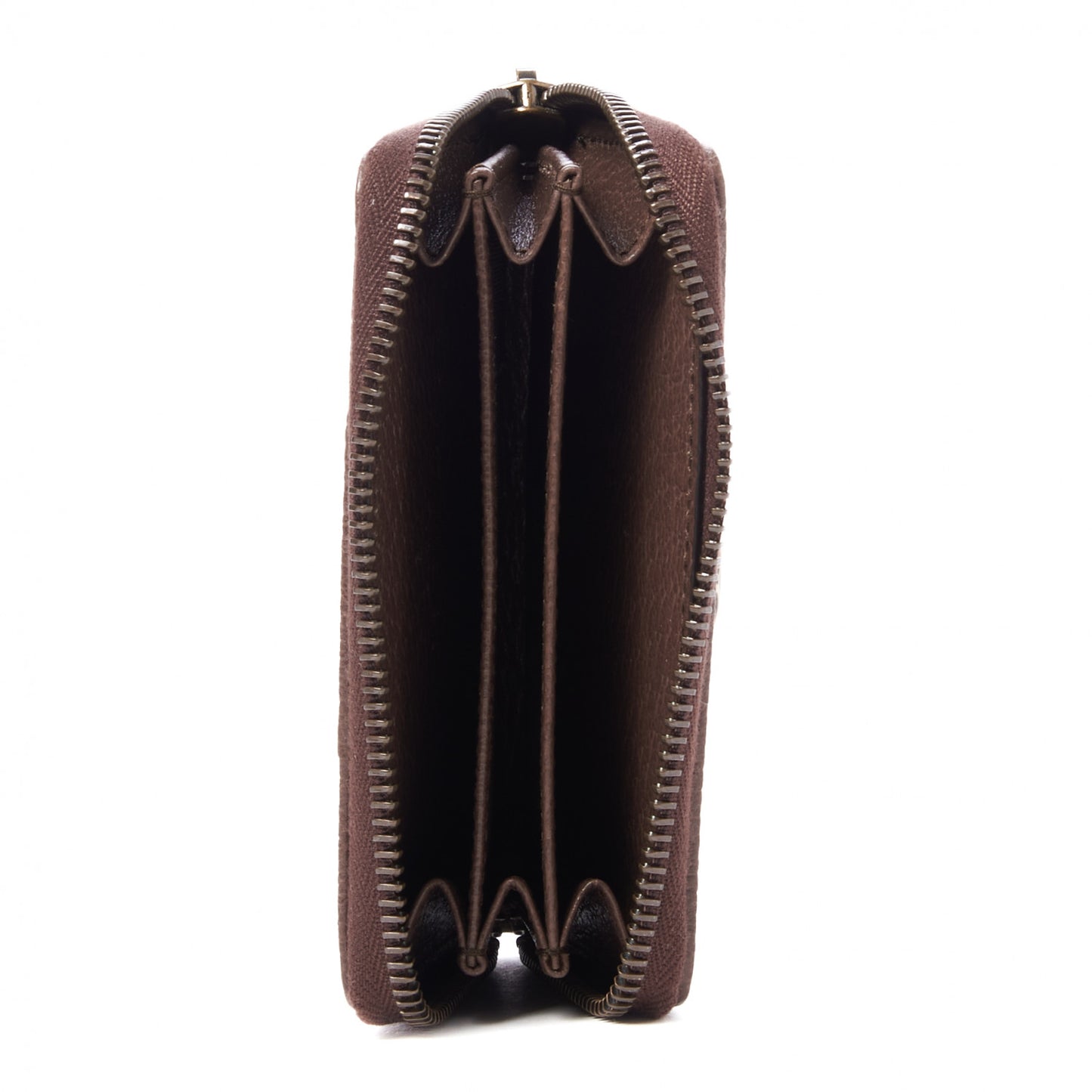 GG Supreme Web Ophidia Zip Around Card Case Brown