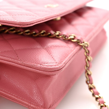 Chanel Caviar Quilted Wallet on Chain WOC Pink 15 of 15