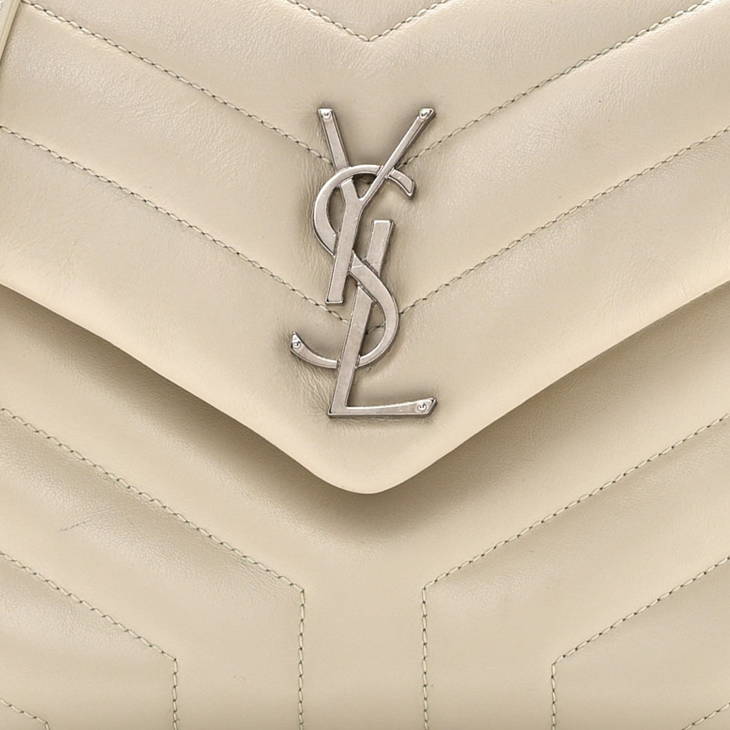 Saint Laurent Calfskin Y Quilted Monogram Small Loulou Chain Satchel Ivory 8 of 10