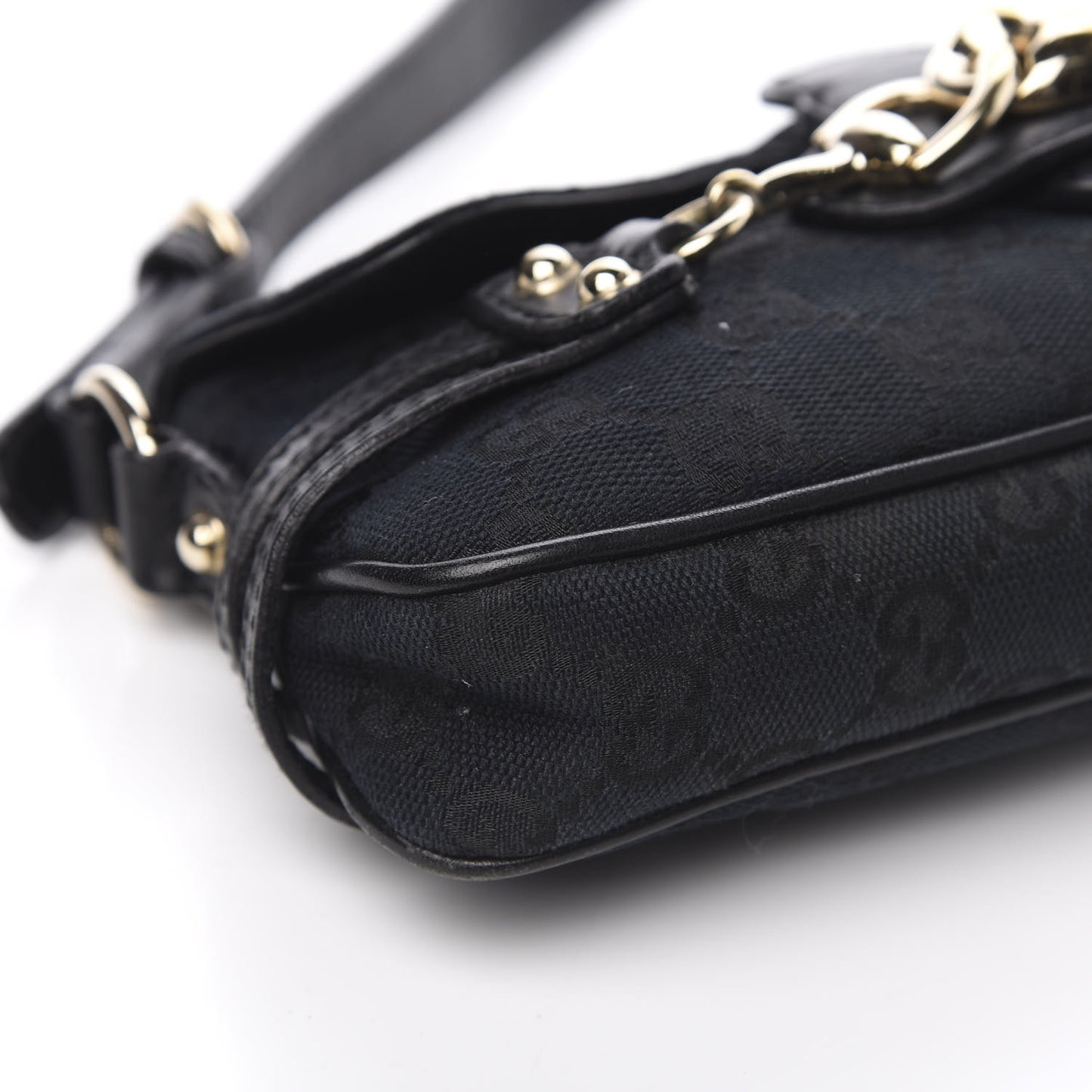 Monogram Horsebit Chain Flap Shoulder Bag Black