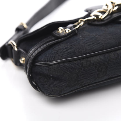 Gucci Monogram Horsebit Chain Flap Shoulder Bag Black 9 of 12