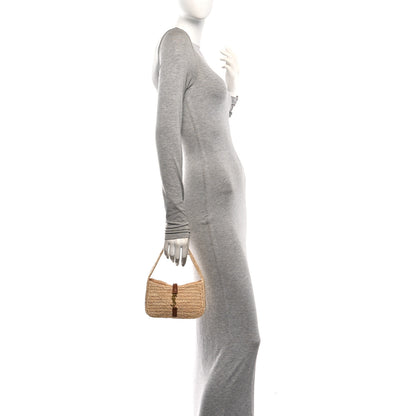 Saint Laurent Raffia Calfskin Le 5 A 7 Mini Hobo   Natural Brick 2 of 10