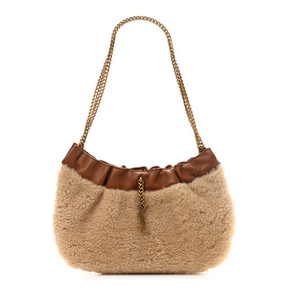 Saint Laurent Shearling Pac Pac Hobo Natural Brick 1 of 11