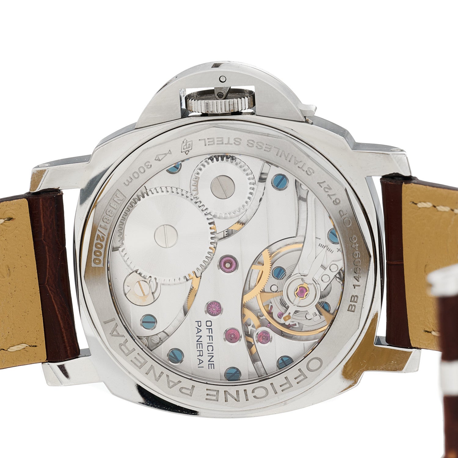 Panerai Stainless Steel Alligator 44mm Luminor Base Manual Winding Watch Black PAM00112 4 of 6