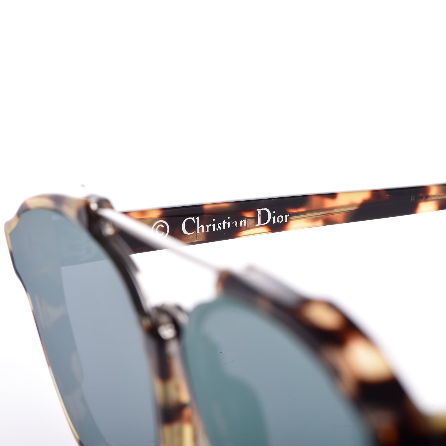 Christian Dior Abstract Square Mirrored Sunglasses Spotted Havana Green 6 of 9