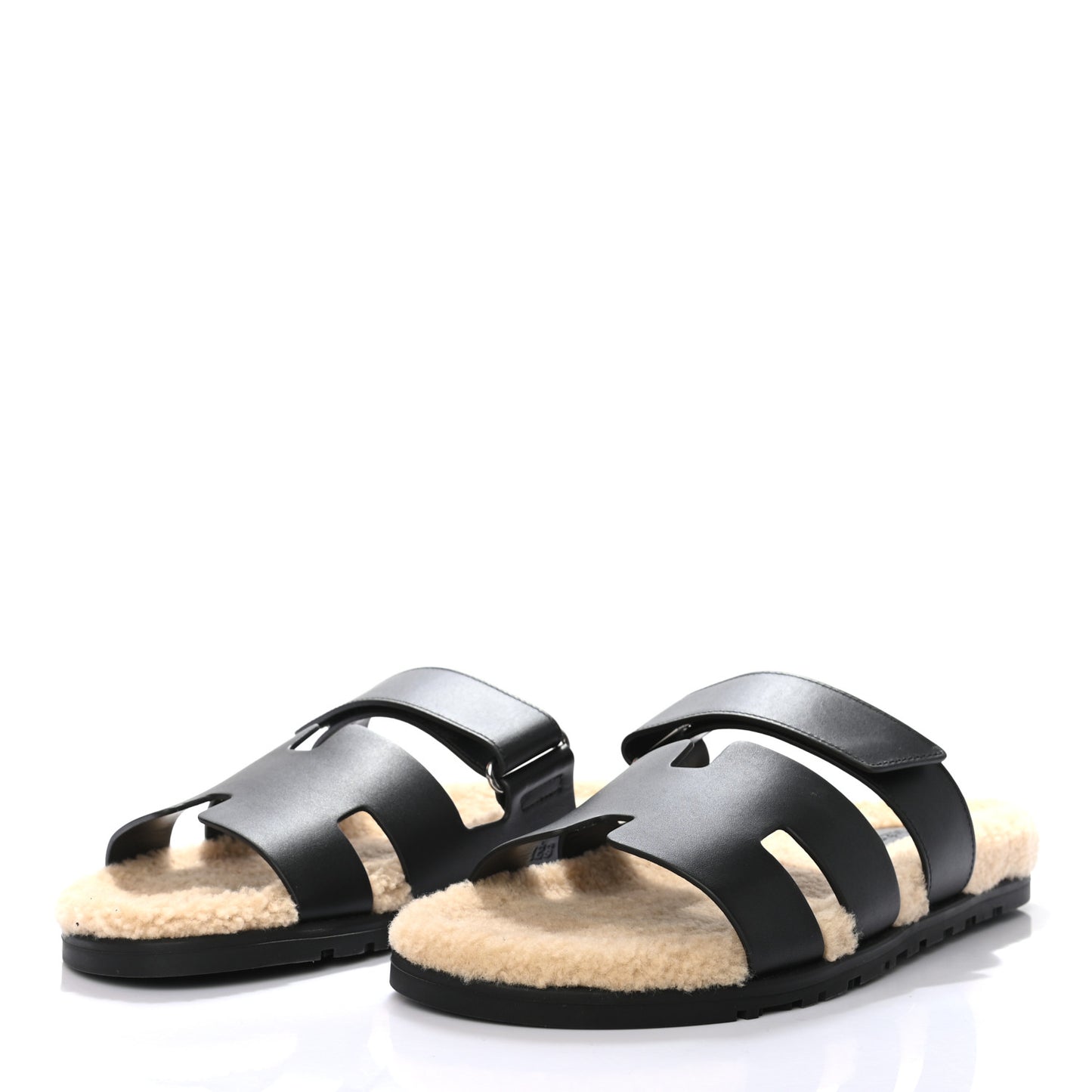 Veau Indios Woolskin Mens Chypre Sandals 42 Black Ecru
