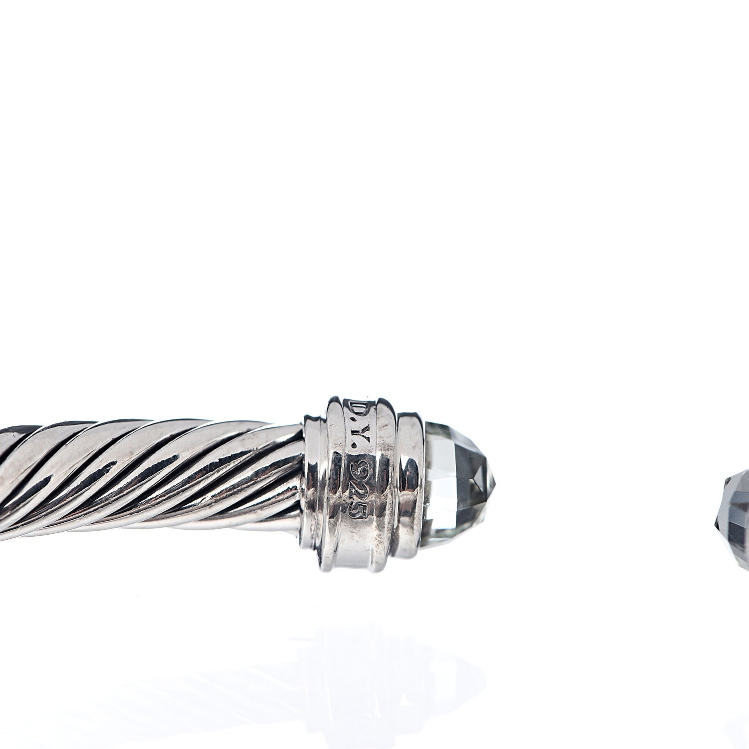 David Yurman Sterling Silver Diamond Prasiolite 5mm Cable Classics Bracelet 4 of 4