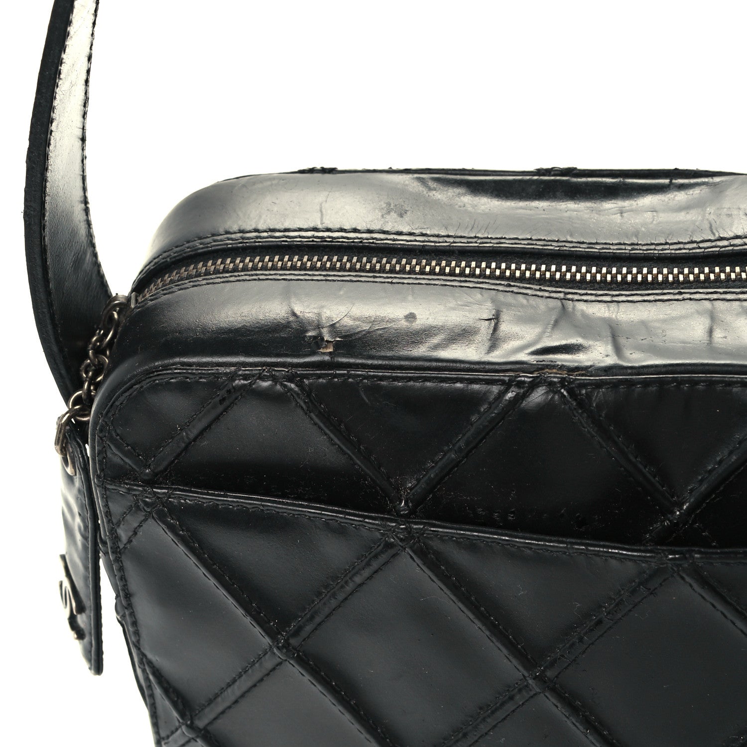Chanel Patent Diamond Stitch Shoulder Bag Black 12 of 14