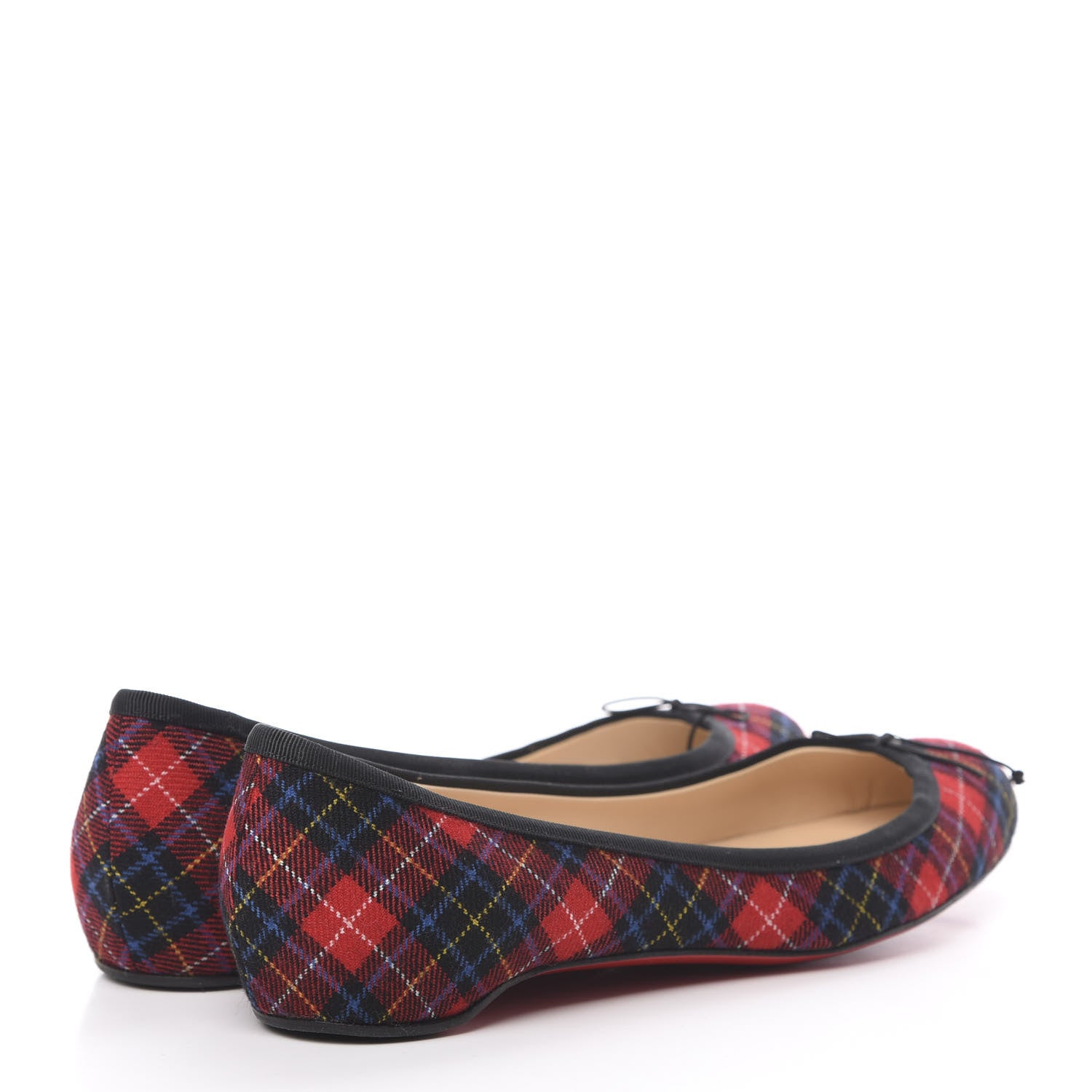 Christian Louboutin Tartan Rosella Flats 40.5 Crimson 4 of 7