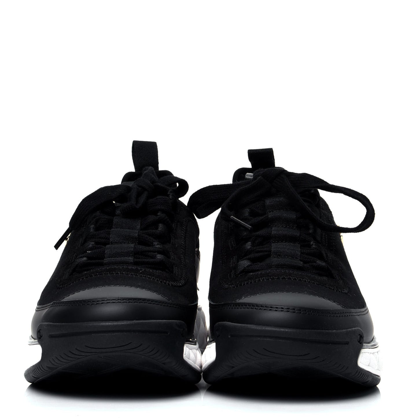 Velvet Calfskin Mixed Fibers CC Sneakers 38 Black