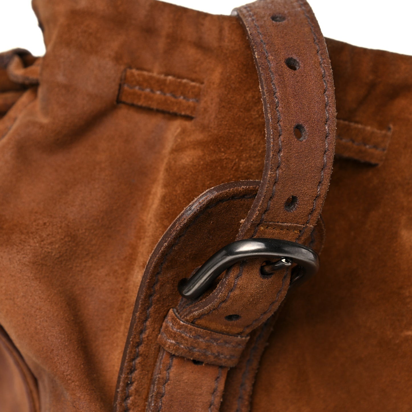 Suede Drawstring Tote Brown