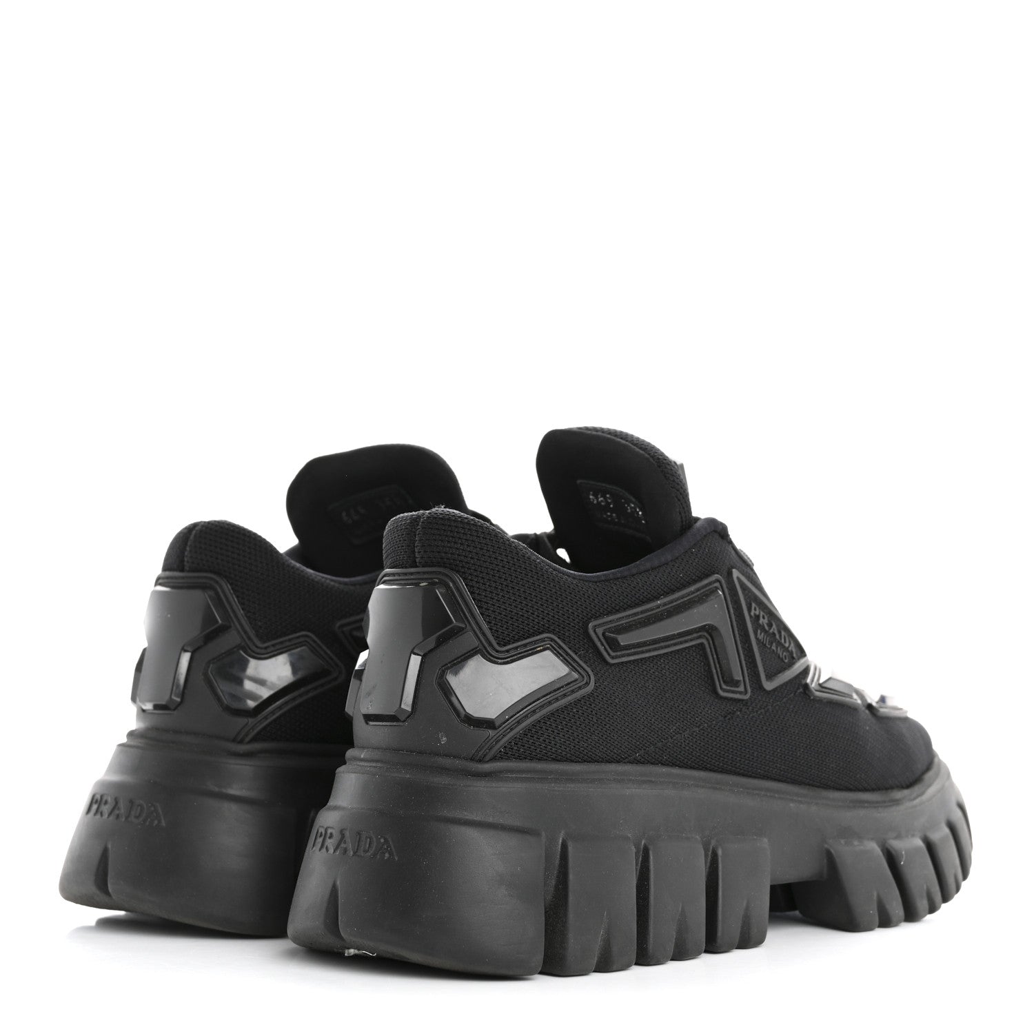 Prada Rubber Technical Knit Fabric Triangle Logo Evolution 55mm Sneakers 35.5 Black 5 of 10