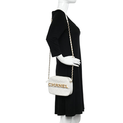 Chanel Calfskin Quilted Enchained Camera Case Bag White 2 of 15